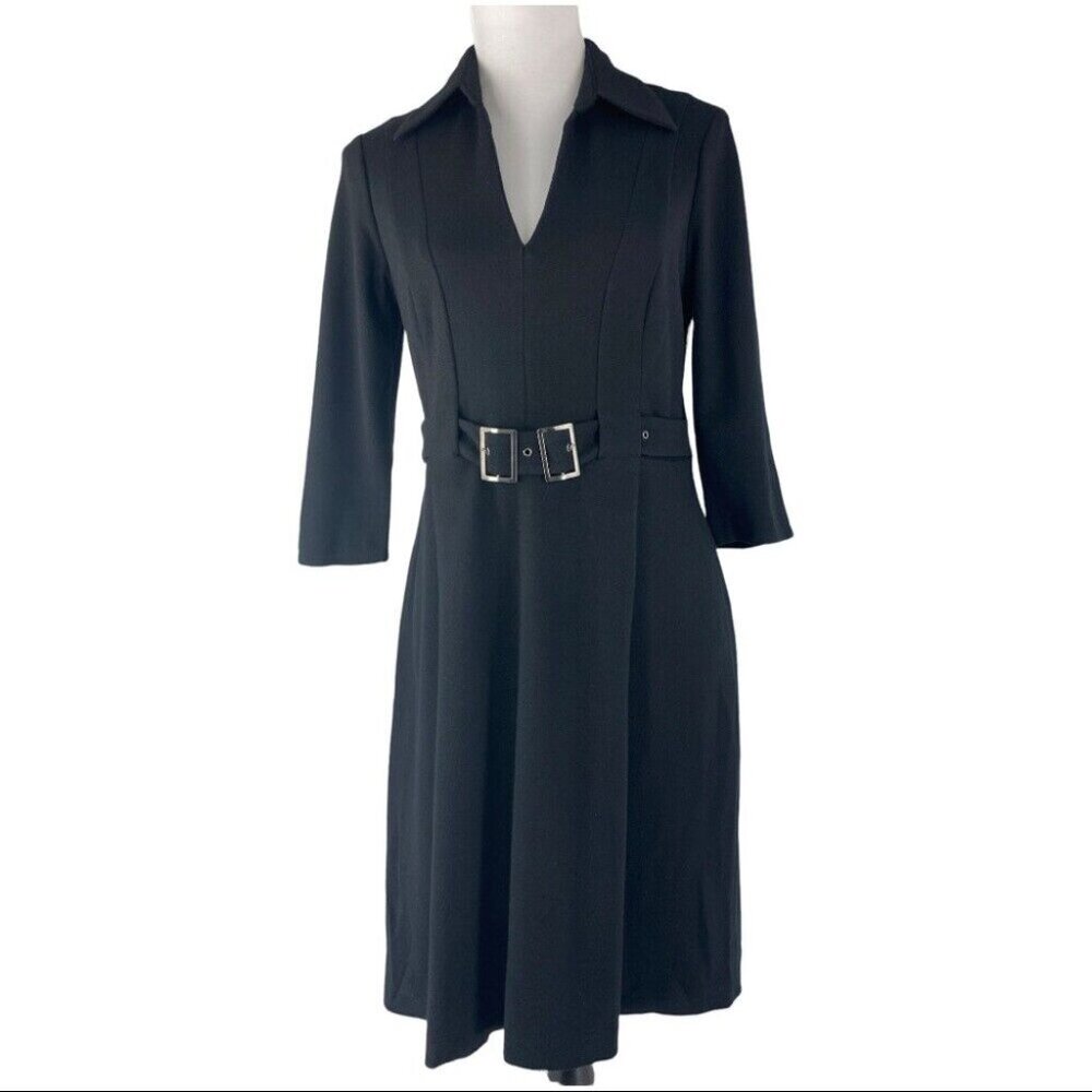 Nine West Women’s Black Fit N Flare Business Career Minimalist Dress 8/C34
